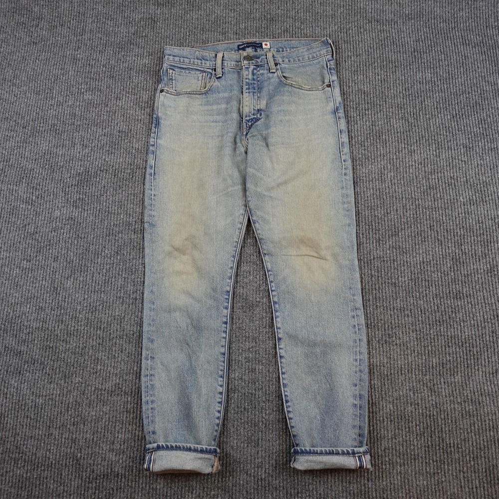 Levis 512 Selvedge Jeans Mens 30x28 Light Wash Blue Denim Made Crafted Japan